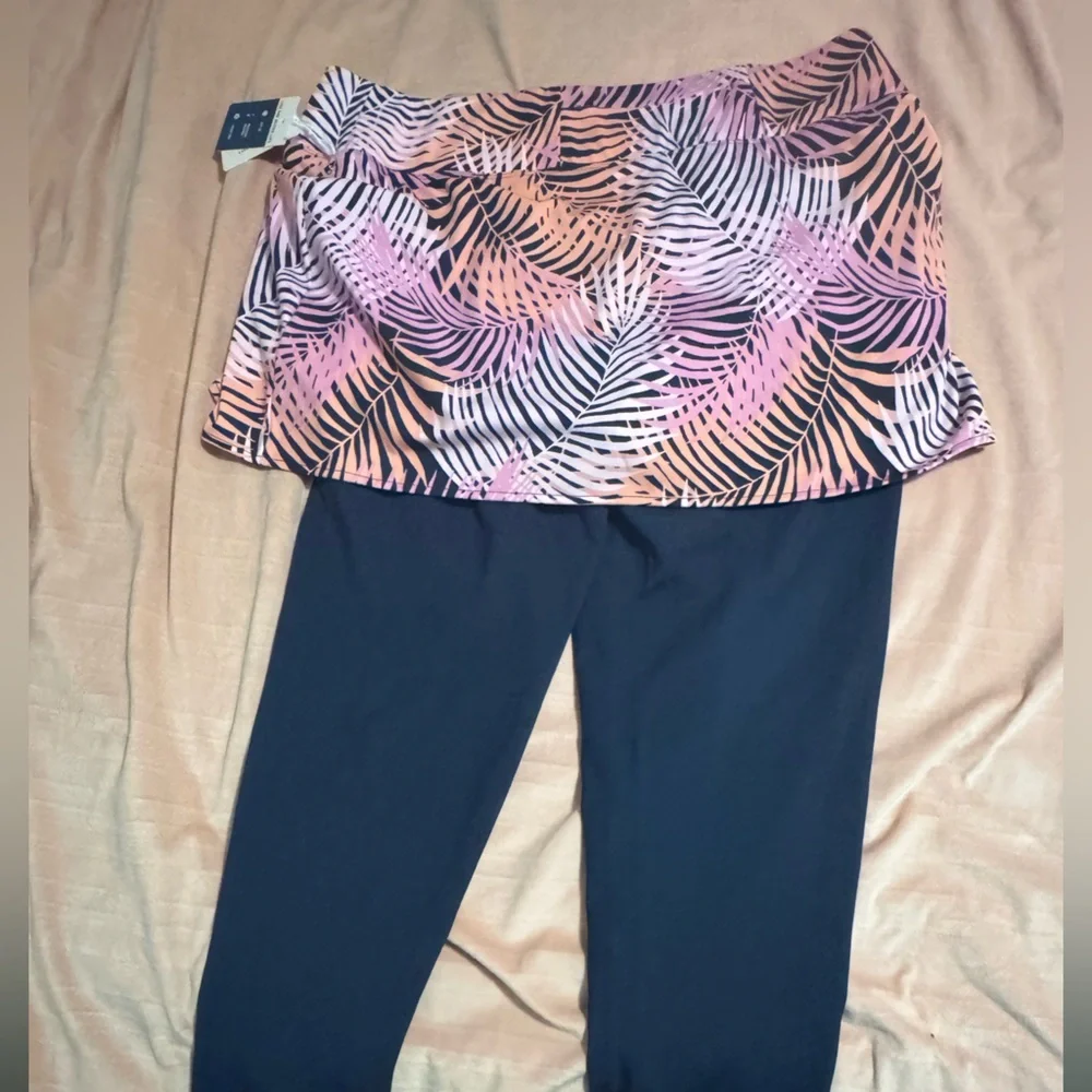 Tommy Bahama Everyday Active Skirted Leggings Women’s XL Tropical Print - Picture 3 of 4